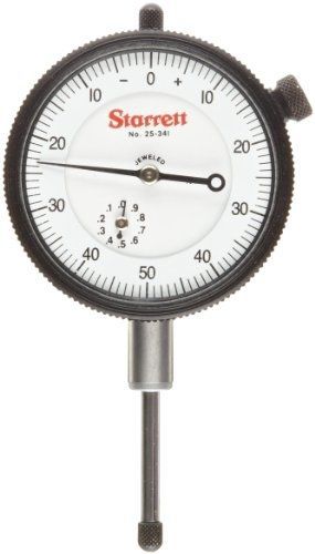 Starrett 25-611J Dial Indicator, 0.375&#034; Stem Dia., Lug-on-Center Back, White