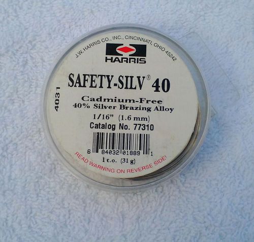 Silver solder 35 grams harris safety silver 40 % cadmium free 1/16 pt#82310 for sale