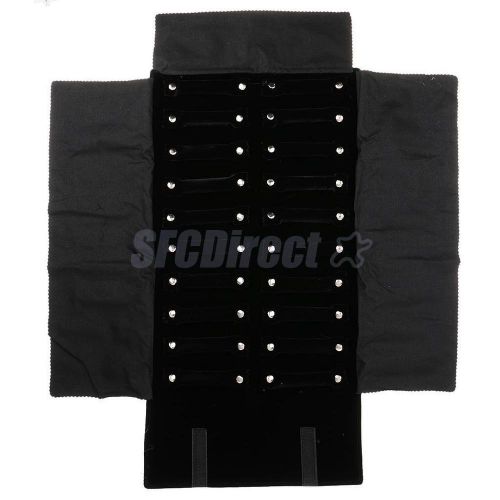 Black velvet jewellery ring roll display organiser 20 snap close ring bars for sale