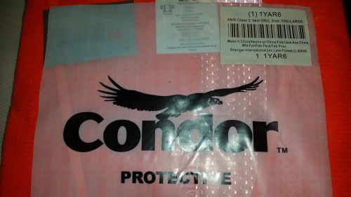 CONDOR 1YAR6 High Visibility Vest, Class 3, 3XL, Orange hook and loop closure