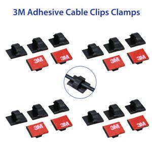 20Pcs Black Adhesive Cable Clip Clamp USB Cable Car Headphone Cable Clip