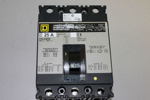 Square d series 2 3 pole circuit breaker fal34025 25 amp 480 vac 250vdc for sale