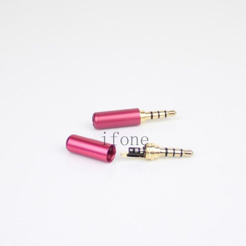 New 3.5mm 4 Pole Male Repair headphone Jack Plug Metal Audio Soldering red