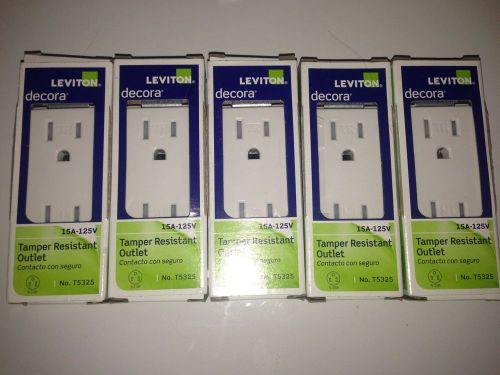 6 LEVITON White 15A-125V Tamper Resistant Outlets T5325 - Improves Child Safety