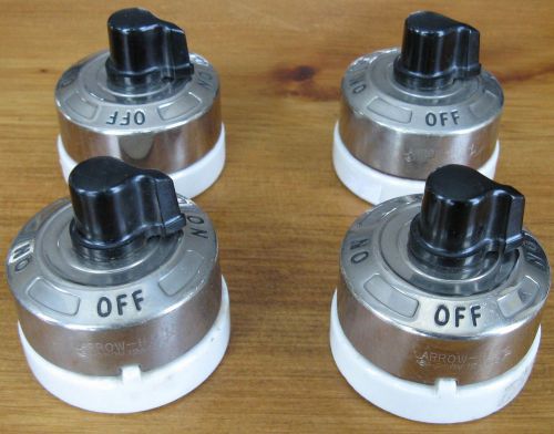 ROTARY SWITCH ARROW H&amp;H HART Lot of 4 chrome and porcelain 6A 250V 12A 125V