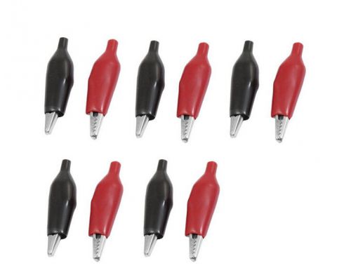 10 Pcs Insulating Multimeter Alligator Cable Clip Black Red