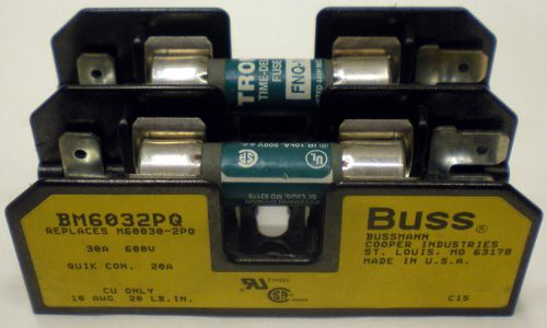 BUSSMANN COOPER BUSS FUSE HOLDER BM6032PQ 600V-30A 2-POLE FUSEBLOCK