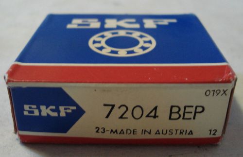 SKF 7204 BEP RADIAL BALL BEARING,ANGULAR CONTACT,SINGLE ROW,20MM ID,PLASTIC CAGE