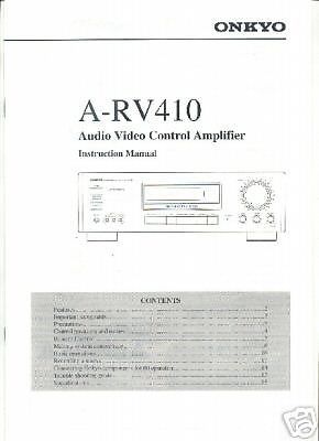 ONKYO ORIGINAL OWNERS MANUAL A-RV410 FREE USA SHIP