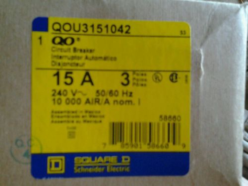 Square d qou3151042 circuit breaker 15a 3 poles 240v 58660