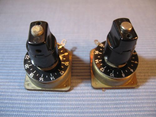 2 vintage ruwido potentiometers, 50,000 ohms, with scale &amp; knob, used for sale