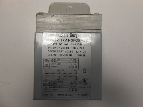 ACME ELECTRIC CORP. T-81048 POWER TRANSFORMER 120X240 PRI 12X24 SEC. 100 VA