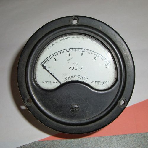 Vintage Burlington Inst. Co. # 431 &#034;0-10 D.C. VOLTS&#034; Gauge ( Burlington IA )