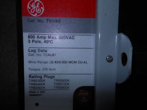 GE TKH8S   RMS-9 MICROVERSA TRIP TS20LSIGT2 CIRCUIT BREAKER