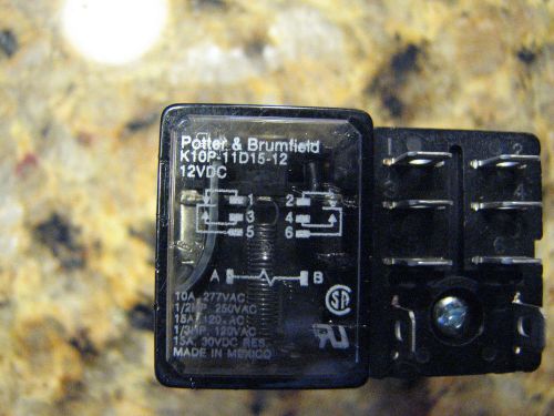 (1) POTTER &amp; BRUMFIELD K10P-11D15-12 POWER RELAY 12V 15A 50/60HZ