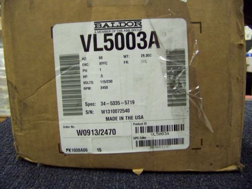 Baldor Reliance Motor 60 Hz XPFC Enclosure 1 Phase .5 HP VL5003A 3450 RPM