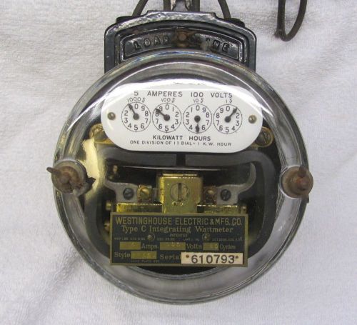 Antique 1898 WESTINGHOUSE ELECTRIC HOUSE METER Wattmeter Vtg Cast Irn Steampunk