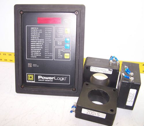 SQUARE D 3020 CM-2350 POWERLOGIC CIRCUIT MONITOR W/ (3) 180R-201 200:5 RATIO CT