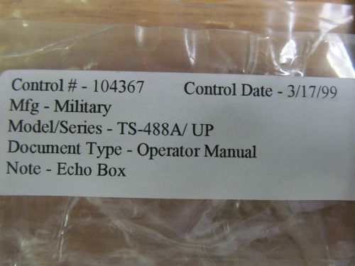 Military TS-488A/ UP Echo Box Operator Manual (Cards)