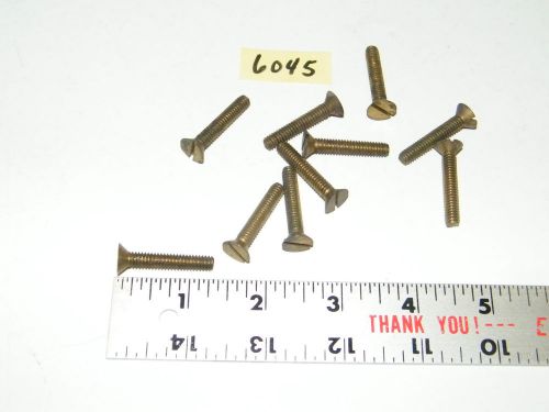 12 - 24 x 1 1/4 Slotted Flat Head Solid Brass Machine Screws Vintage Qty 10