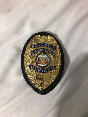 Gold security badge w/ belt clip for sale