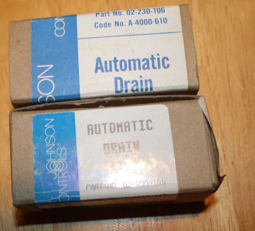 2 ea. JOHNSON CONTROLS AUTOMATIC DRAIN VALVE 02-230-106 NEW IN BOX