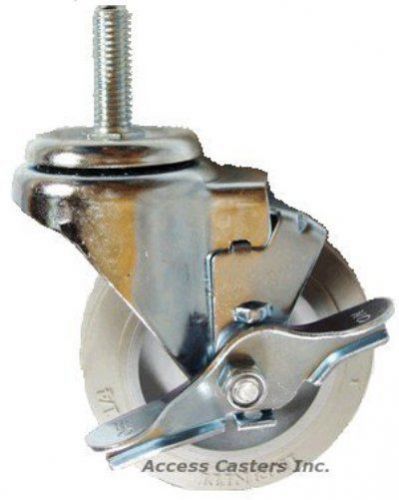 3PB2ISB 3&#034; Threaded Stem Swivel Caster with Brake, Non Marking Wheel, 220 lb Cap