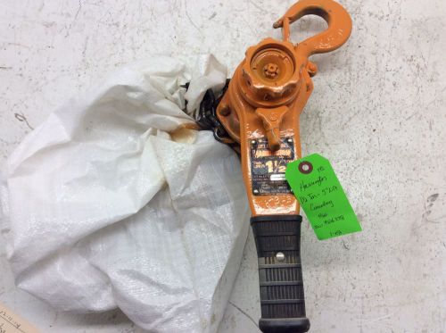 (1) used  harrington lb manual chain lever hoist, 1-1/2 ton, lb015 5ft lift 460 for sale