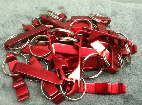 24 RED BOTTLE OPENER &amp; TAB PULL KEY CHAINS LOCKSMITH BULK LOT !!