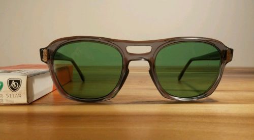 Vintage NOS Green Lens Horn Rim Safety Glasses Hipster AO Industrial Shooting