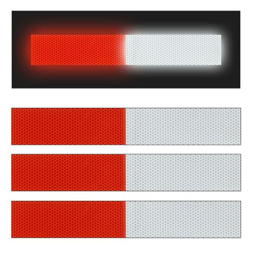 3pc High Reflective Vinyl Stripes 12&#034; x 2&#034; Strong Self-Adhesive Fences Hazards