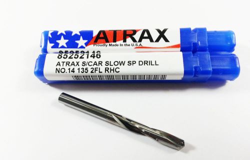 #12 (lot of 2)  atrax solid carbide 135 pt. 2 flute carbide spiral drill  (l5) for sale