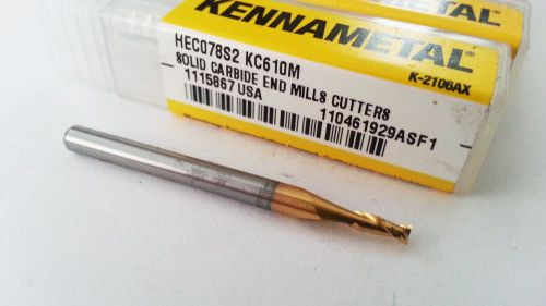 (Lot of 5) 5/64&#034; Kennametal Carbide KC610M 2 Flute TIN Coated End Mills (E412)