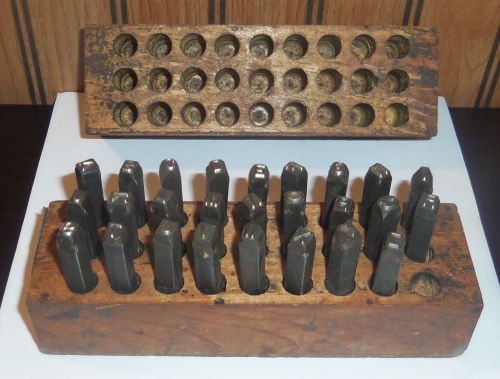 Set of antique steel 26 alphabet letter stamps punch set 3/16 for sale