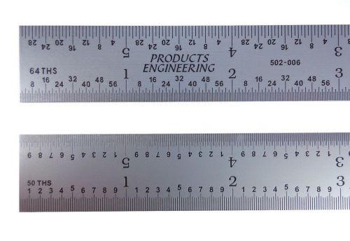 Blem Cosmetic Second PEC 12&#034; Rigid 16R (1/50, 1/100, 1/32, 1/64) machinist ruler