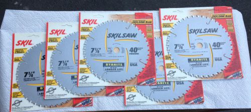 5 pcs 7-1/4&#034; x 40t  skil carbide saw blade 5/8 x 13/16 knockout, usa for sale