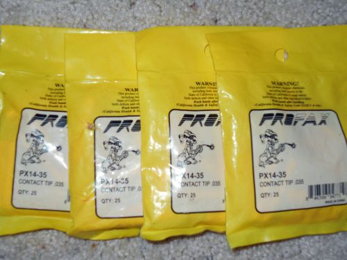 100 Pieces NEW, Profax 14-35 .035 MIG Contact Welding Tips (4 Bag 25 Each)