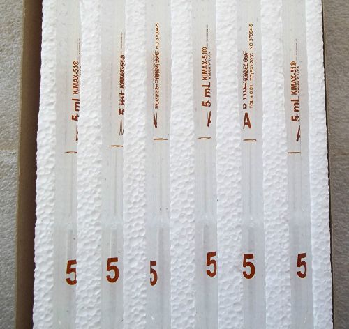 New ~ 6 kimble kimax-51 class a 5 ml volumetric pipettes ~ free shipping for sale