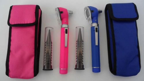 A+ Grade Pink &amp; Blue Mini Otoscope Fibre Optic Bright &amp; Cool LED Bulb ZRO-102