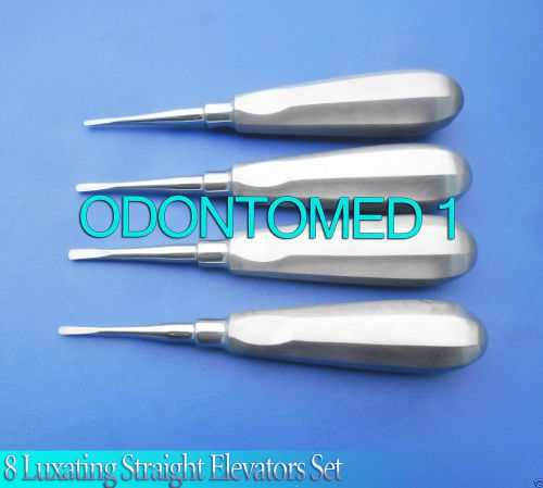 8 Luxating Straight Elevators Set Dental Instruments 2of each 2,3,4 &amp; 5 mm