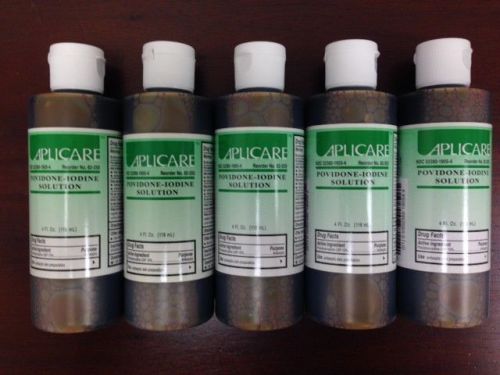 APLICARE POVIDONE IODINE PREP Solution 4 oz LOT of 5 #82-255 NEW Antiseptic PVP