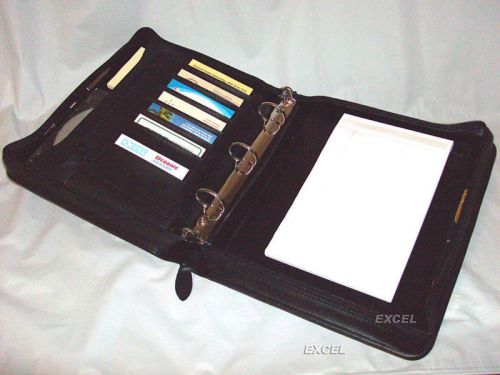 New, zippered, padfolio portfolio organizer, 3 metal rings, jr legal pad, black for sale