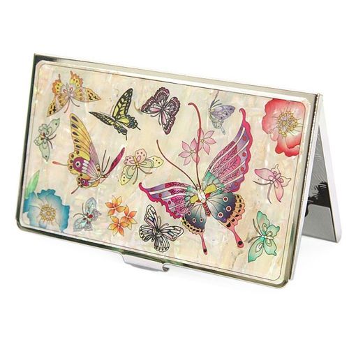 Bsiness Card Holder ID Card Card Case Holder Butterfly Pattern Mother of Pearl