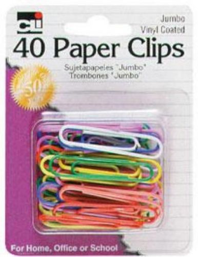 Charles Leonard Paper Clips Vinyl Coated Jumbo Gem 40 Count