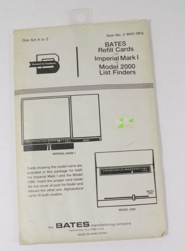 VINTAGE BATES REFILL CARDS IMPERIAL MARK I OR MODEL 2000 LIST FINDERS #2WAY-RFS