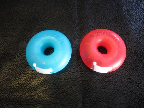 (2) Scotch 3M Magic Tape Dispenser Refillable Donut (Lt. Blue &amp; Pink) - New!!!