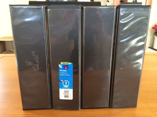 Four (4) Black Three (3) Inch Three (3) Ring Binders