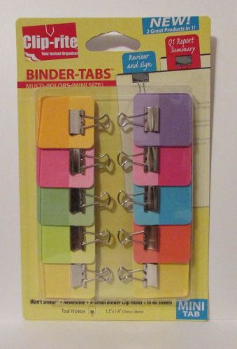 Clip-Rite Binder Tabs Organize Paper Home/Office 10 Clip Pack #00048 Mini New