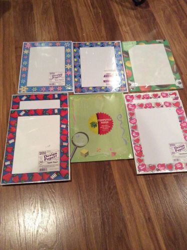 Huge Lot 8 Packs Computer Paper Stationary School Teachers Theme Apples Snow