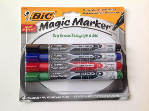 New 1 Pack Of 4 BIC Magic Marker Assorted Color Fine Bullet Tip